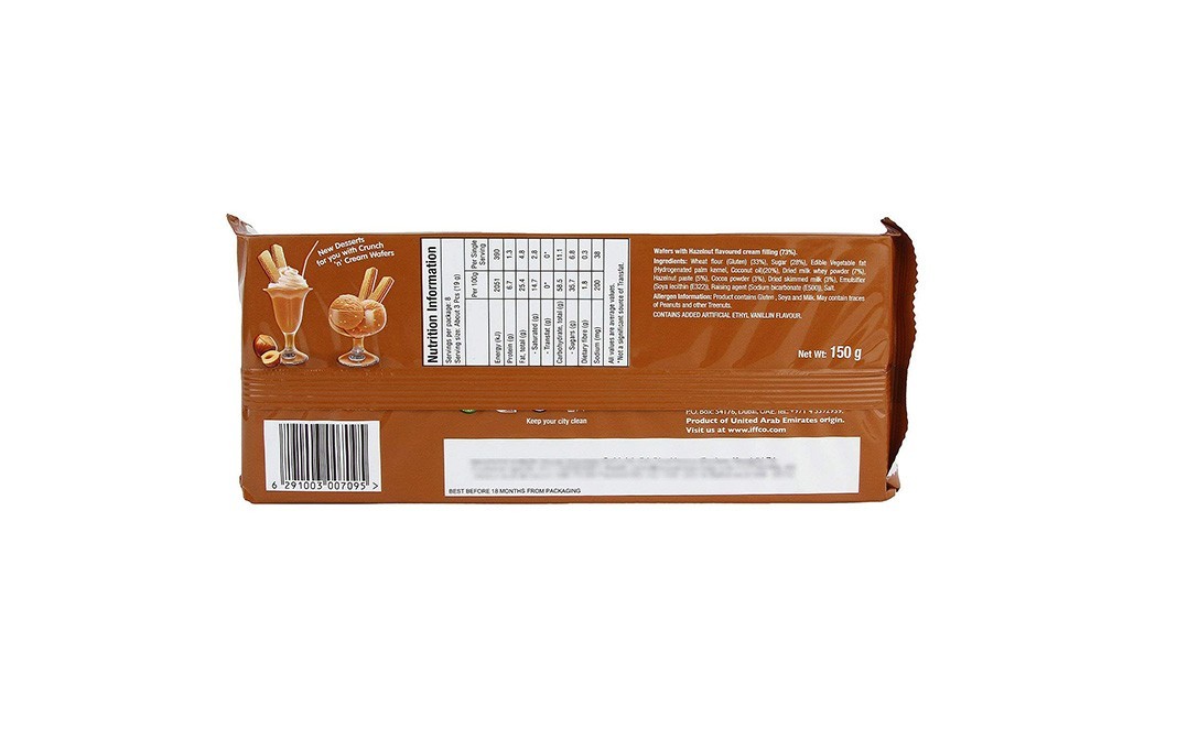 Tiffany Crunch 'n' Cream Crunchiest Hazelnut Flavoured Cream Wafers   Pack  150 grams